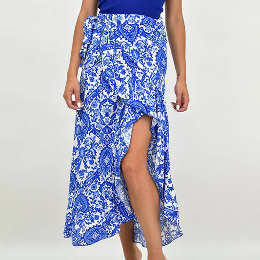 Wrap style lace-up dress