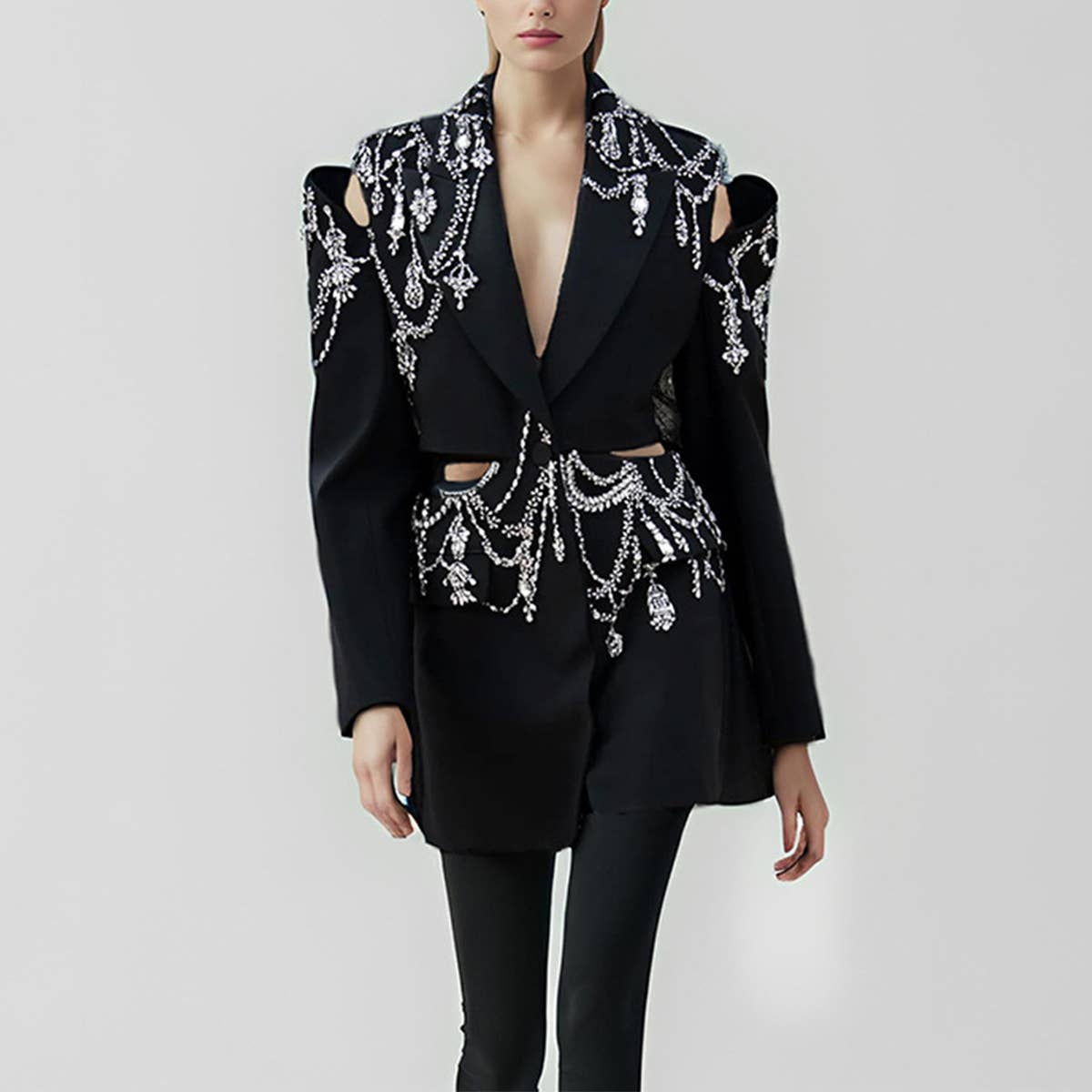 Luxury Beaded Spring Blazer Jacket for Women