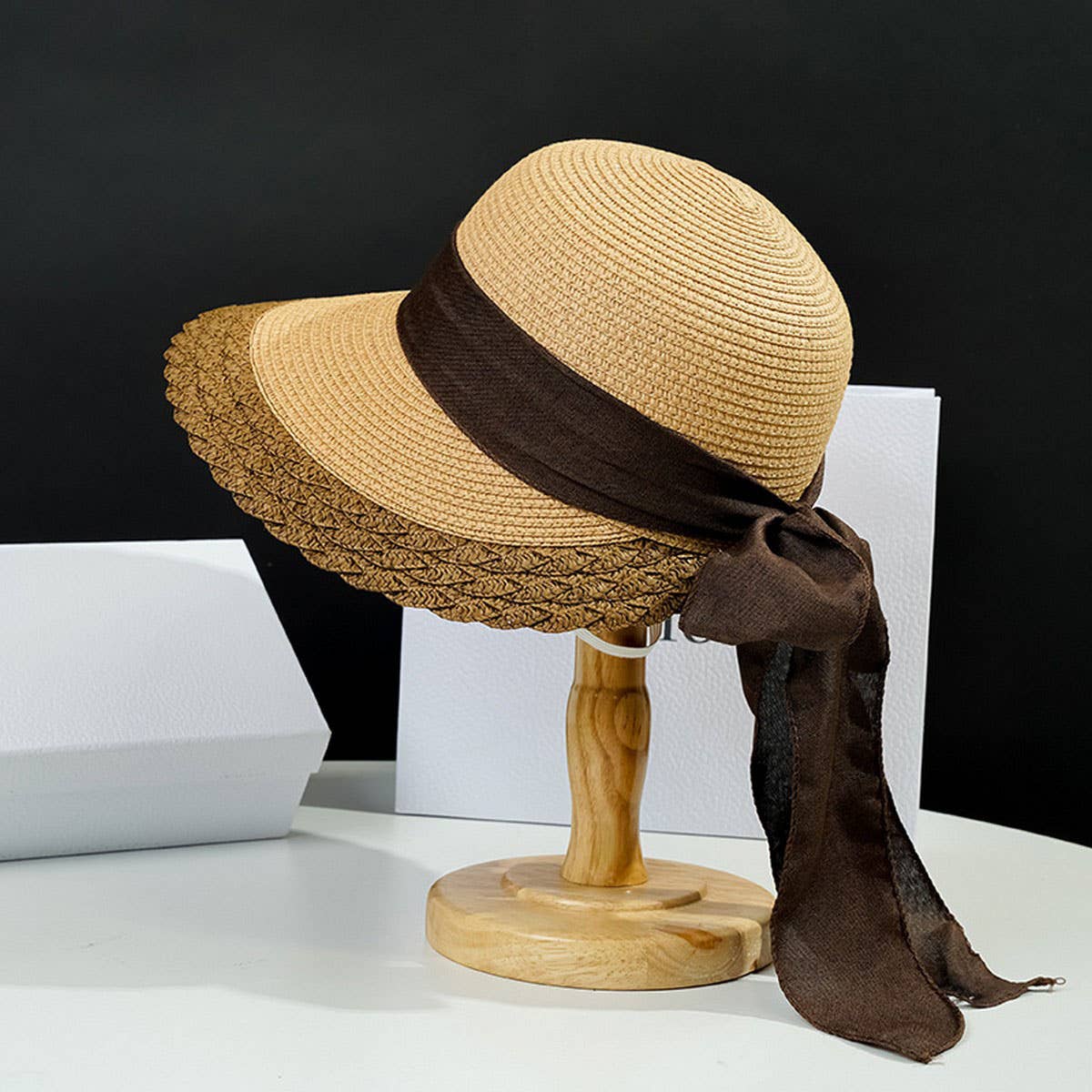 Large Brim Outdoor Fashion Bow Straw Hat_CWAH3408