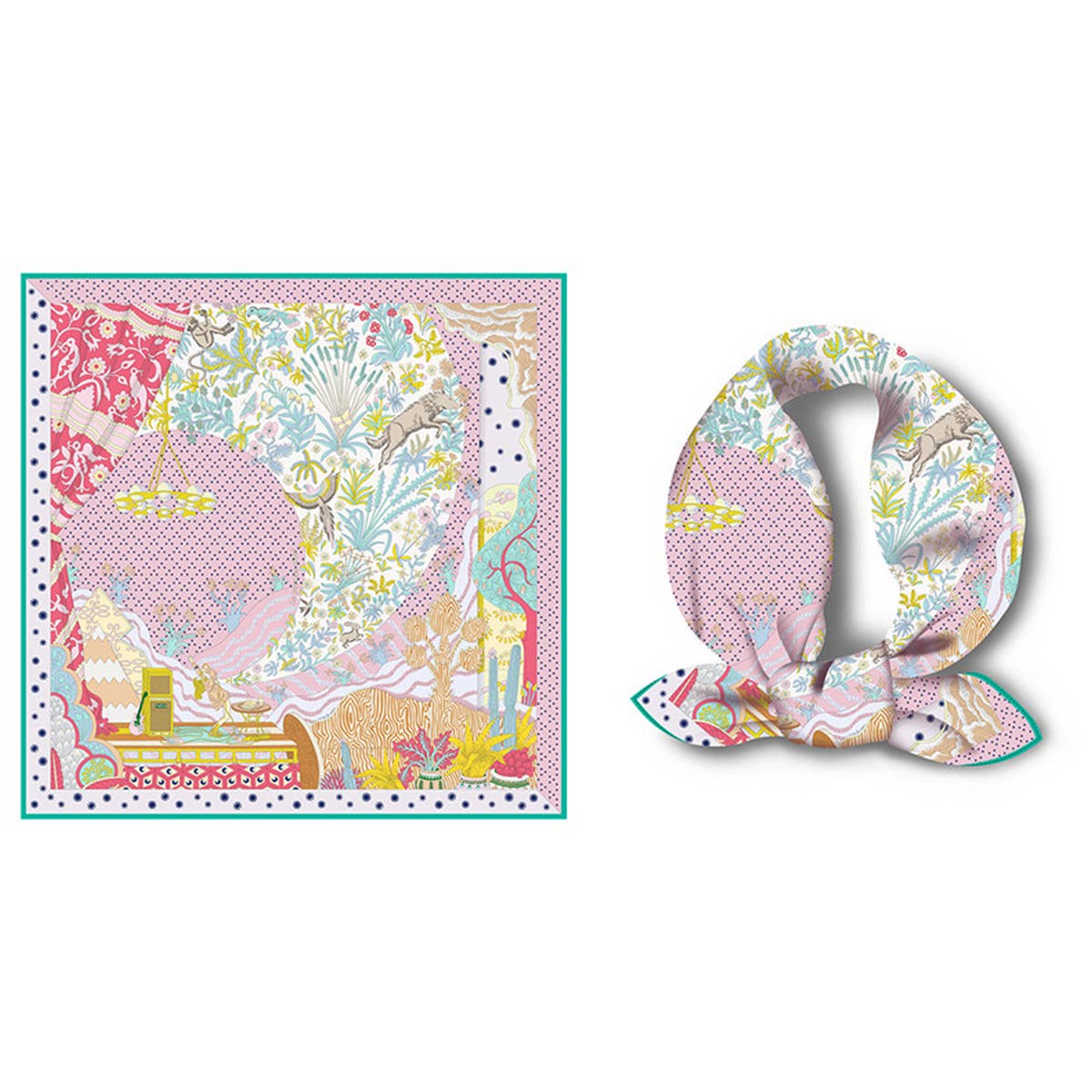 Silk Feel Square Scarf for Travel & Styling