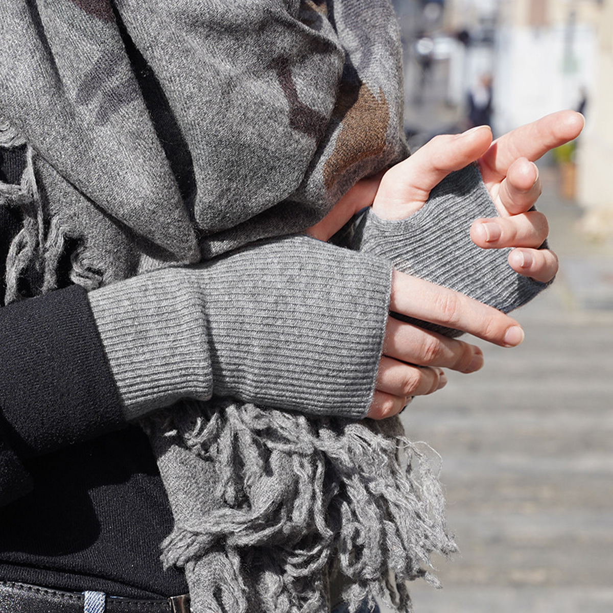 Cashmere Knit Gloves ??Half Finger for Students_CWAG0528