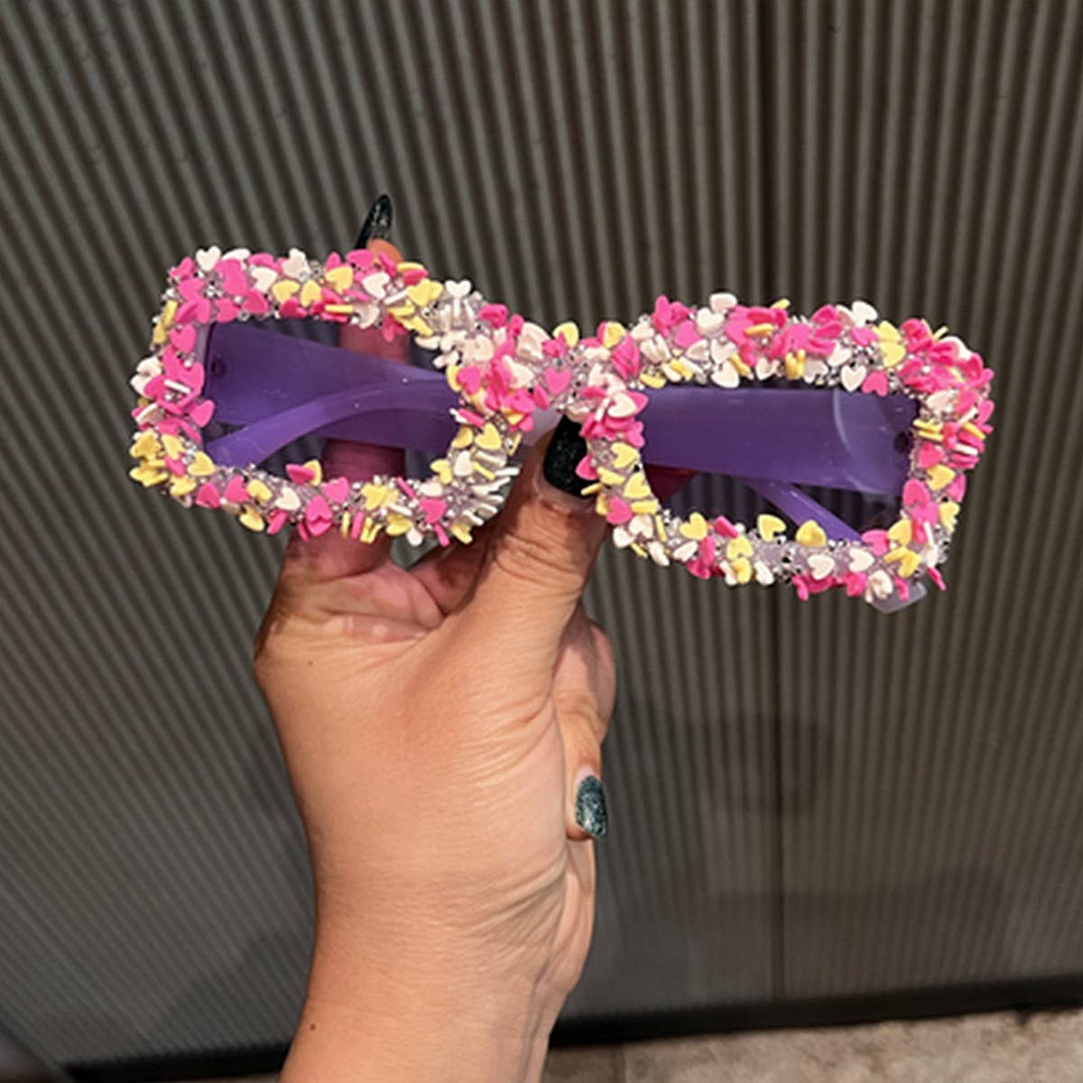 CANDY COLORED BEACH FLOWER DECORATED SUNGLASSES_CWASG0796