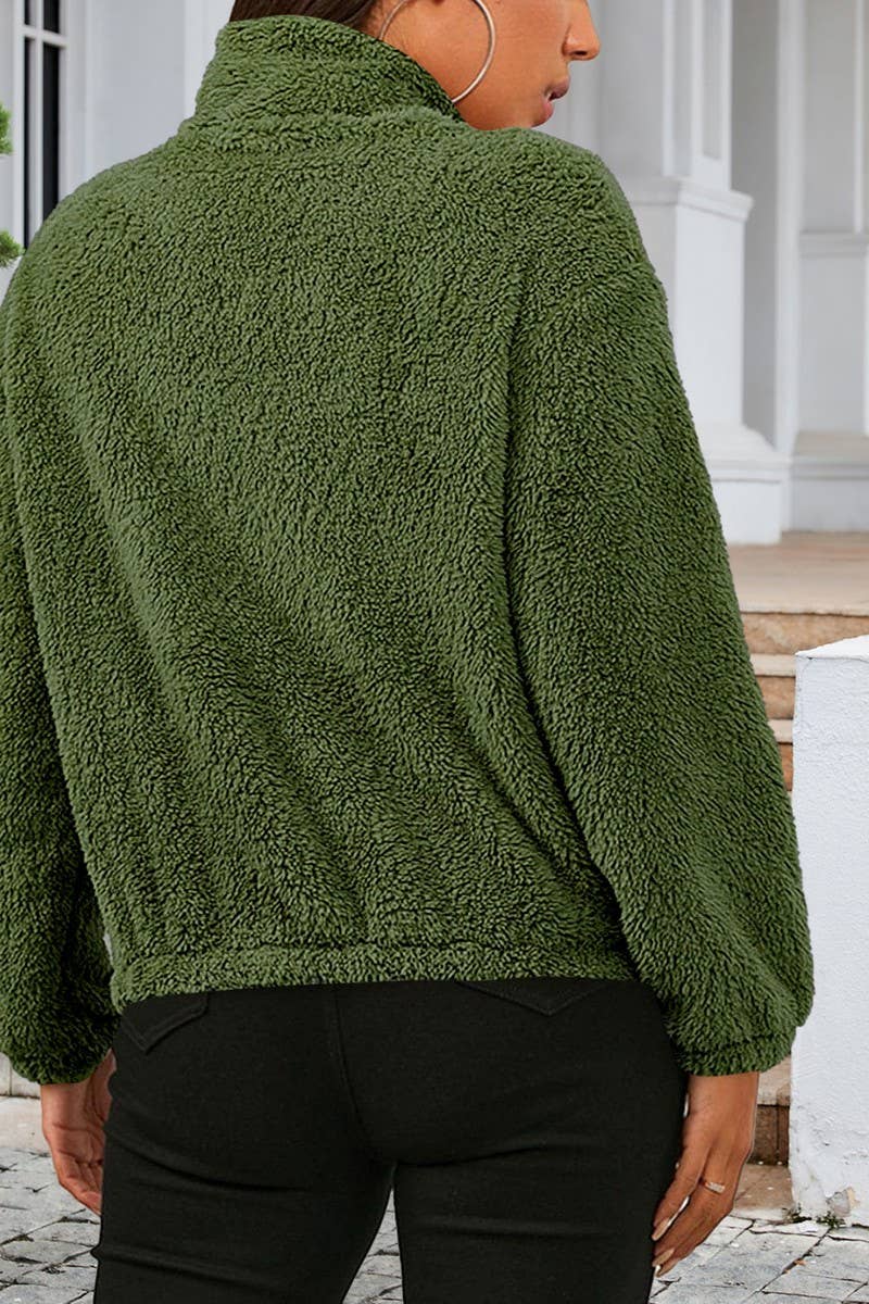 CWOCO0333_LONG-SLEEVED PLUSH LOOSE WARM CARDIGAN