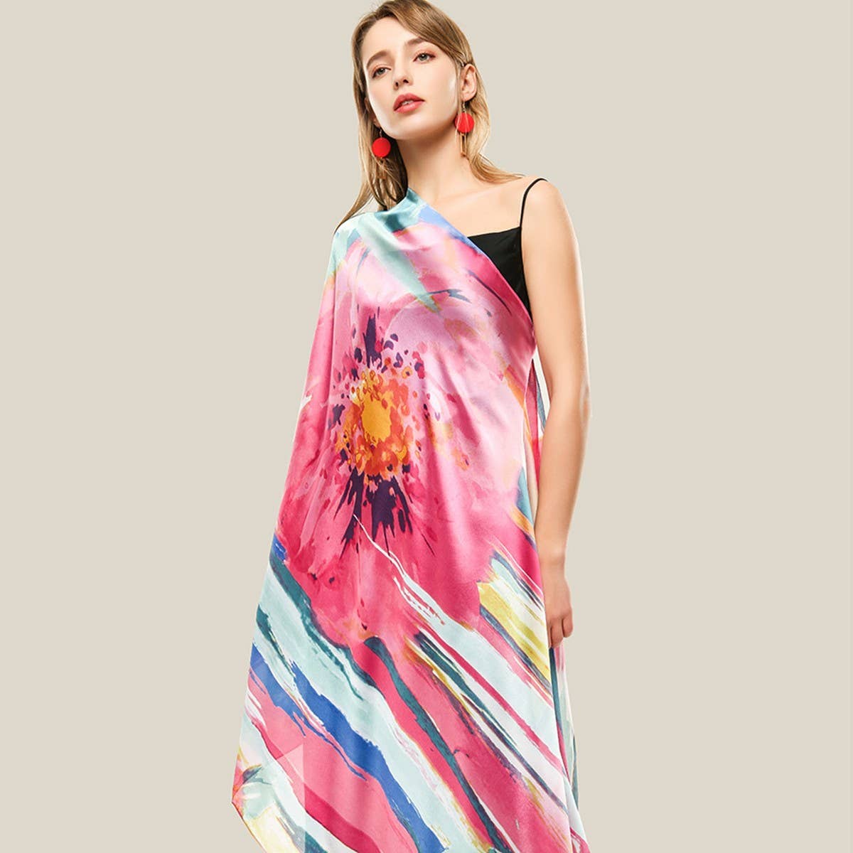 Lily Print Silk Scarf - Graffiti Style for Women