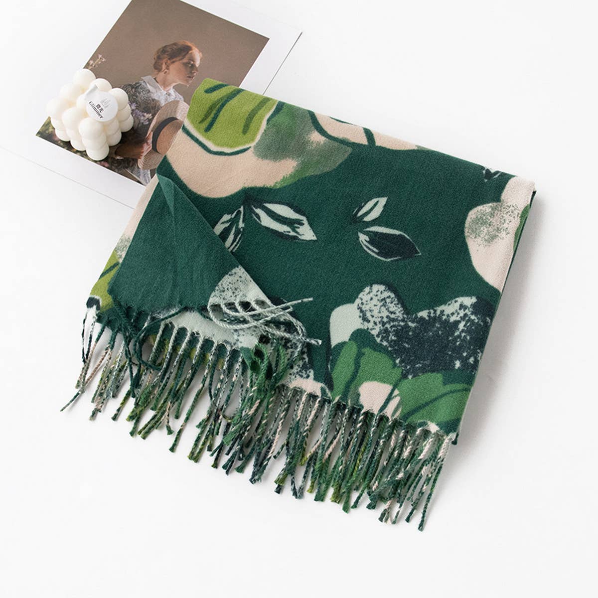 Soft Scarf - Elegant Print Tassel Wrap for Women_CWASC0918
