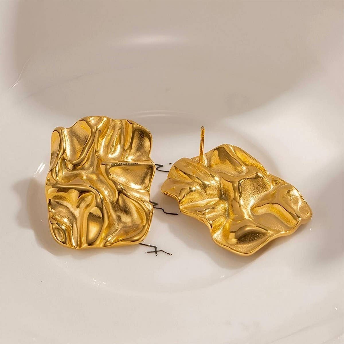 Irregular High-Grade Square Pleated Earrings