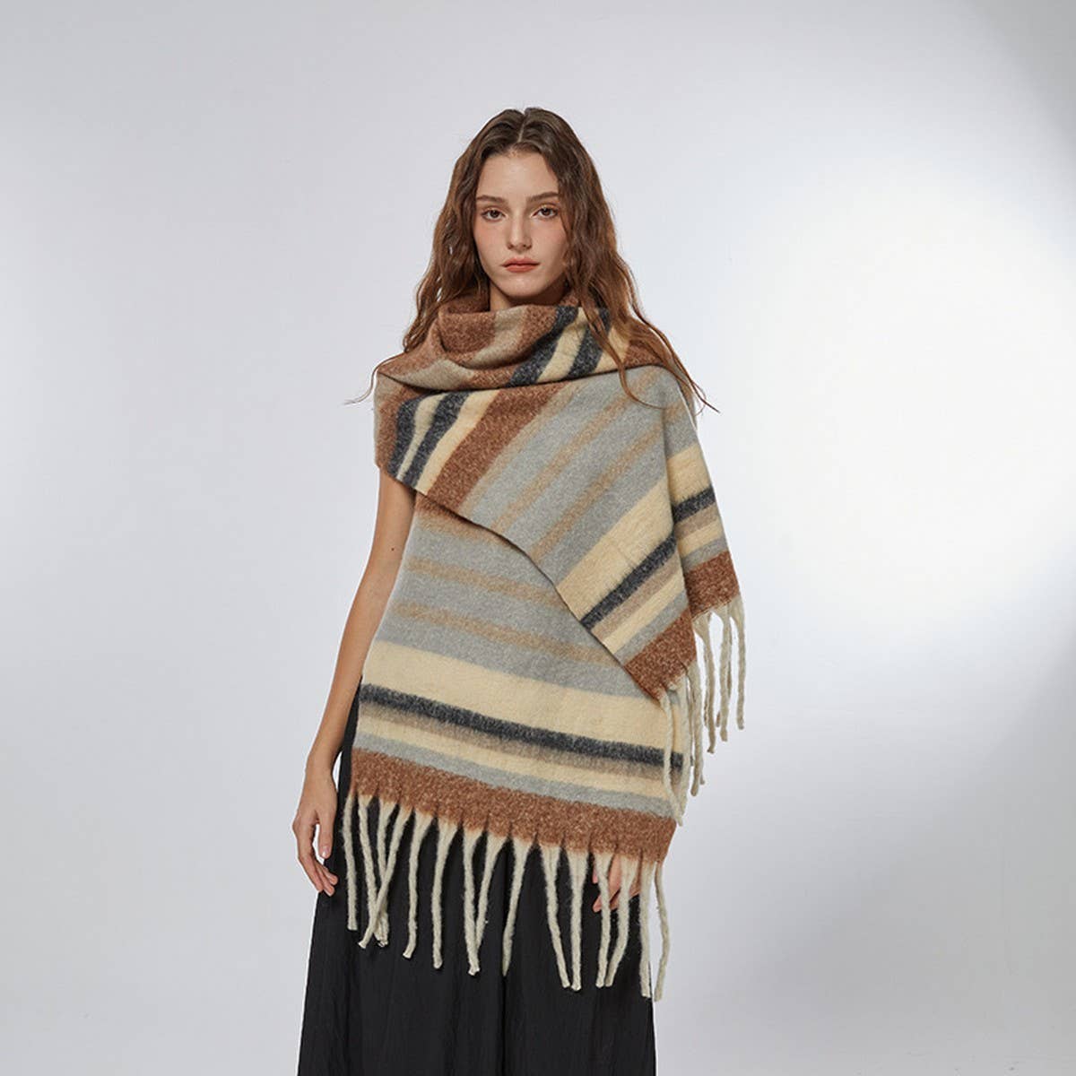 Stripe Scarf ??Cozy Faux Cashmere Winter Wrap_CWASC2359