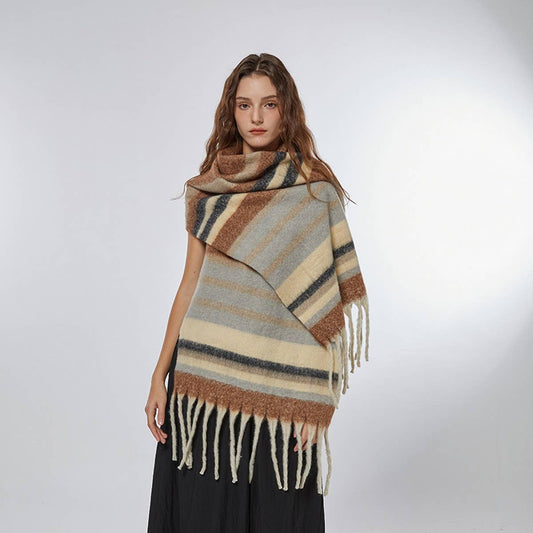 Stripe Scarf ??Cozy Faux Cashmere Winter Wrap_CWASC2359