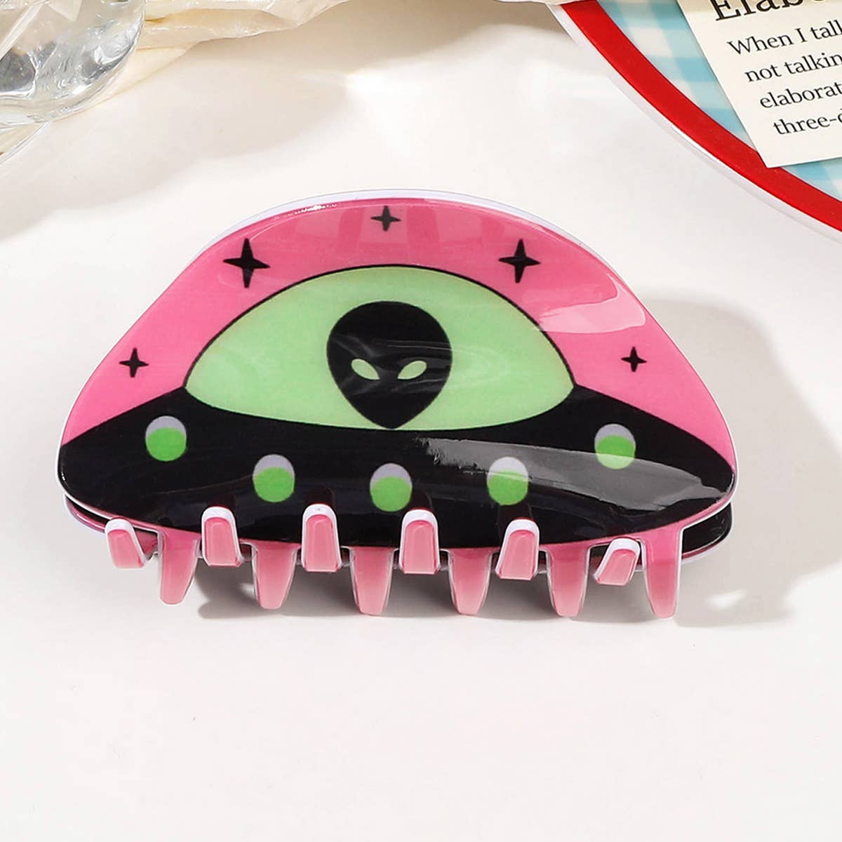 Acrylic UFO Hair Claw - Elegant Alien Shark Clip_CWAHA1637