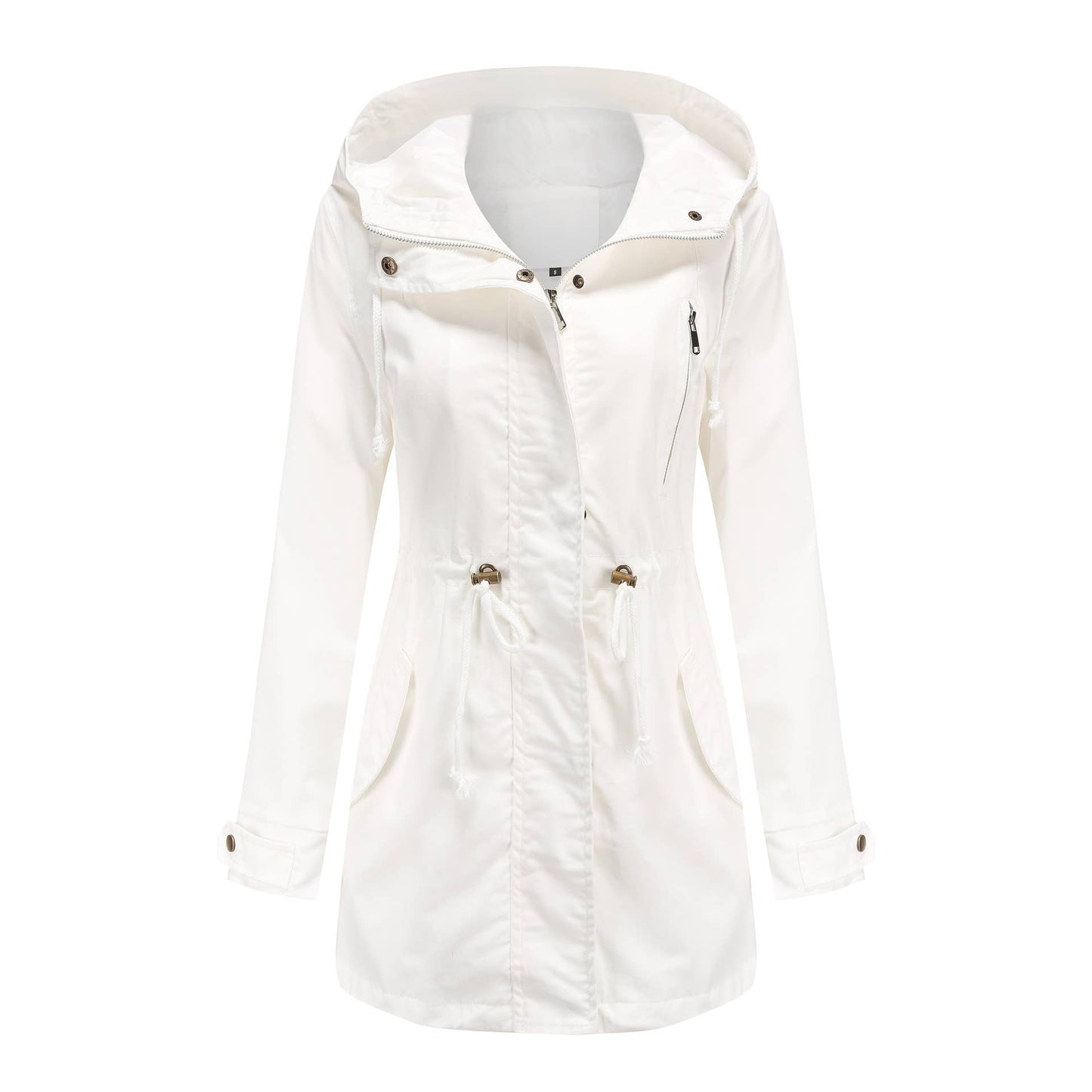 Women's plus size cotton hooded trench coat