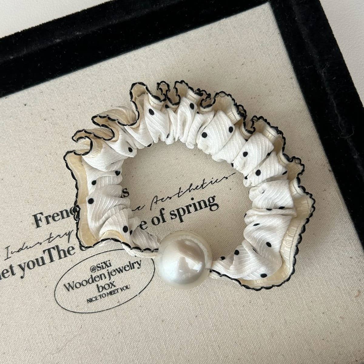 CURLY SMALL POLKA DOT HAIR SCRUNCHIES