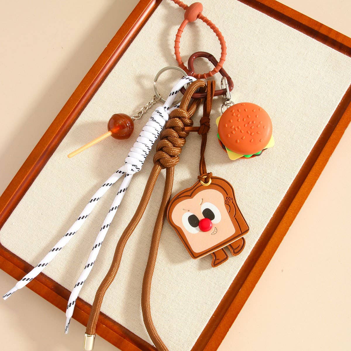 Creative Toast & Candy Braided Rope Keychain