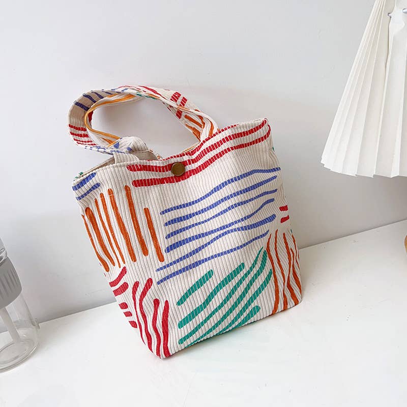Colorful line fashionable color-blocking bag