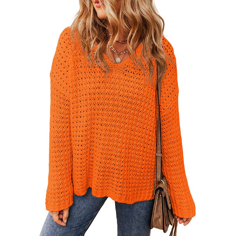 Casual Design Sense Hollow-Out Pullover Sweater_Cwoswl5091