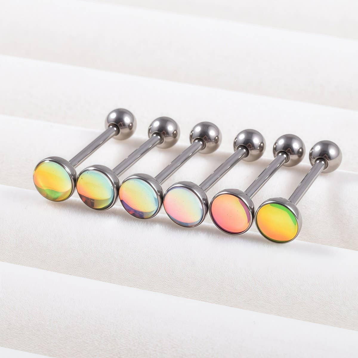 Fashion Titanium Tongue Stud with Glitter Design_CWMM9594