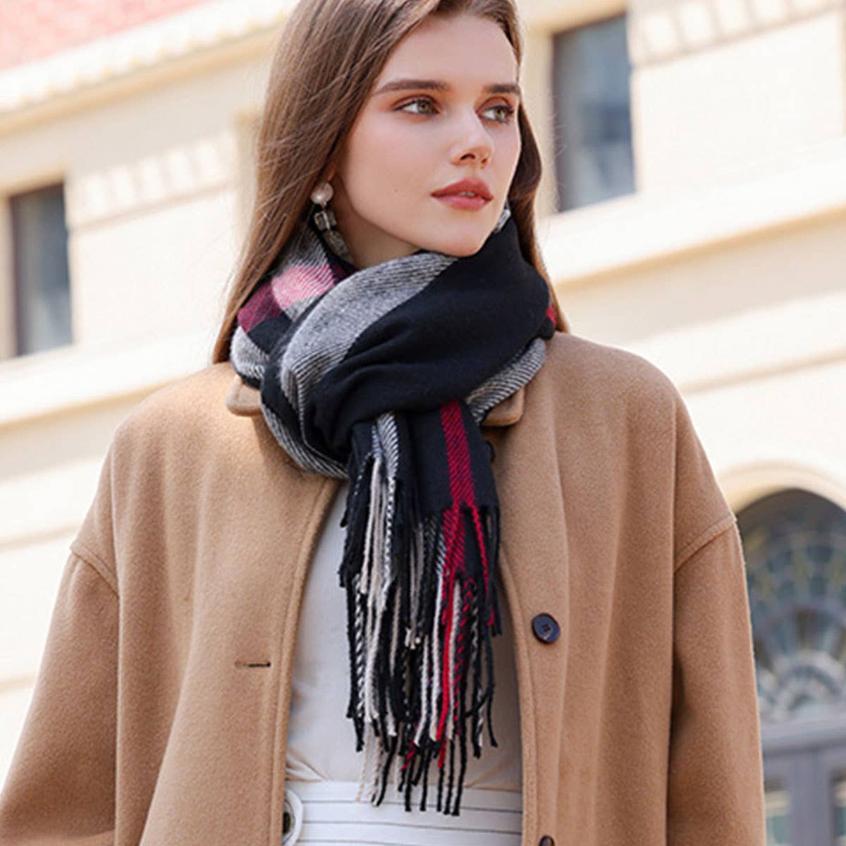 Colorblock Plaid Scarf - Chic Winter Couple Shawl