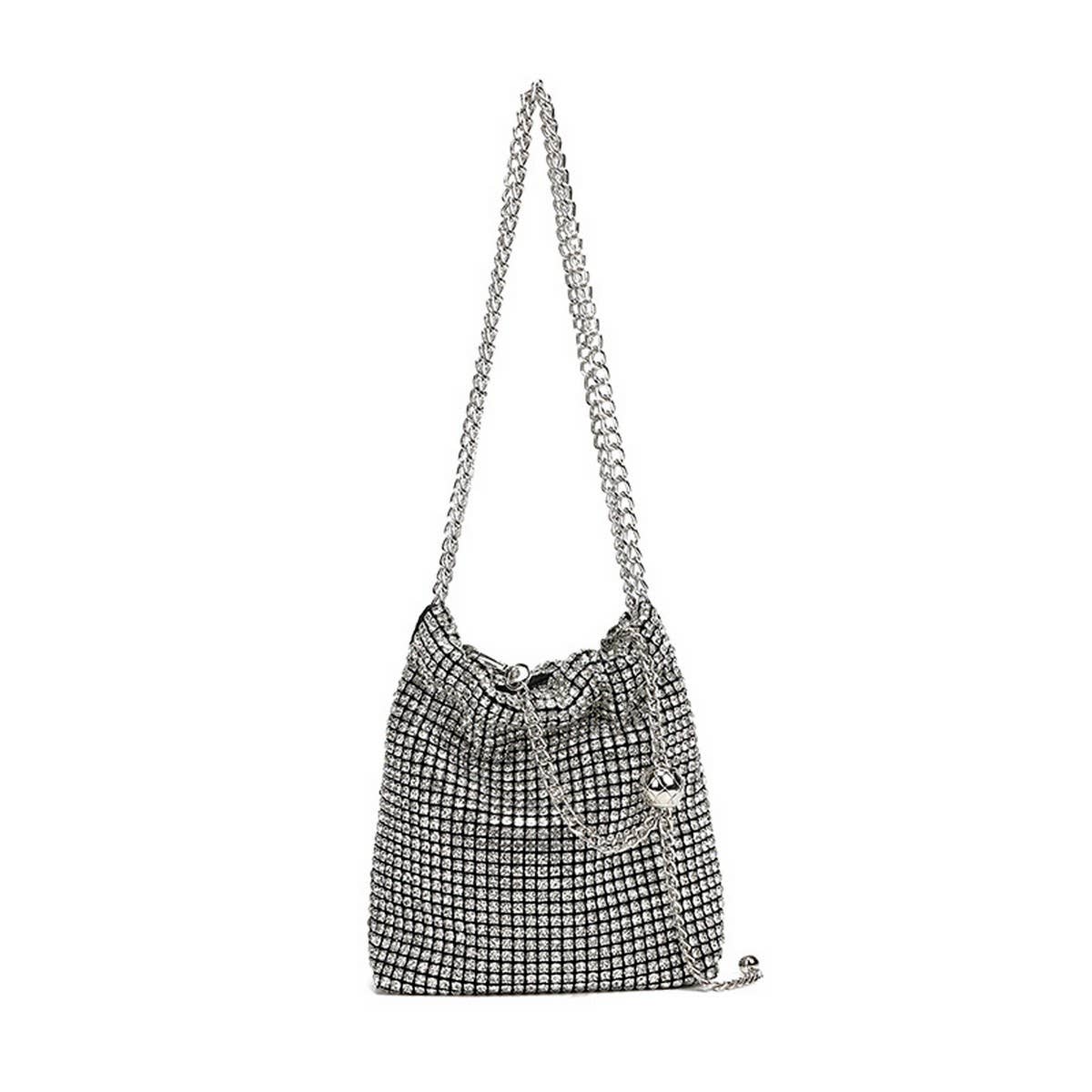 RHINESTONE SMALL GOLDEN BALL EVENING SHOULDER BAG_CWAB3605