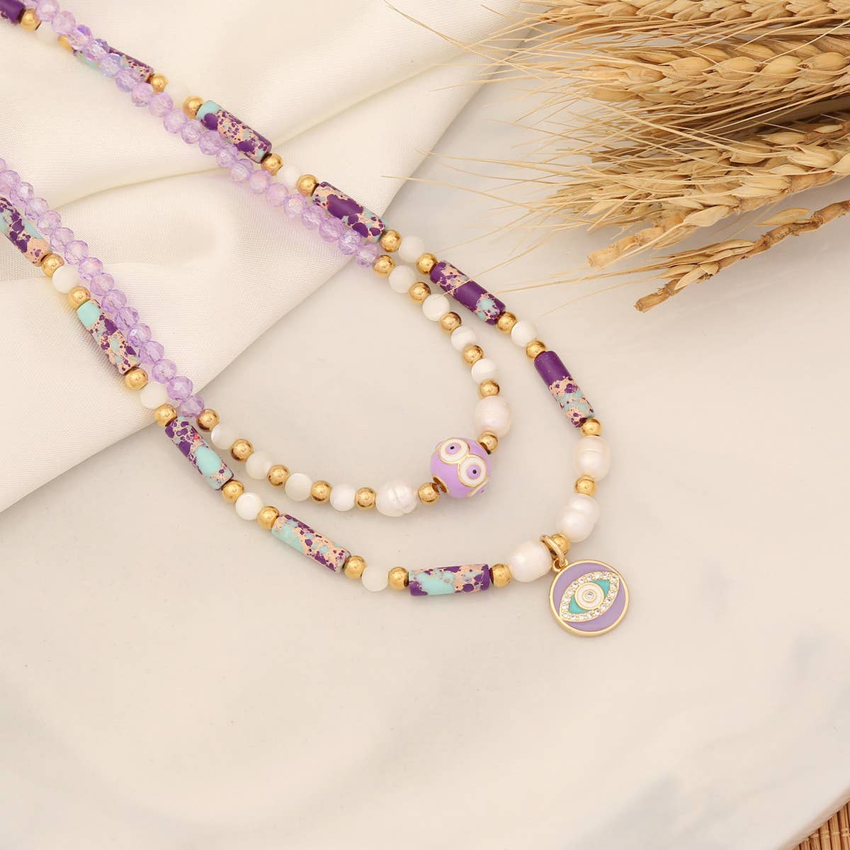 FASHION NATURAL STONE EYE PENDANT NECKLACE_CWAJE0638