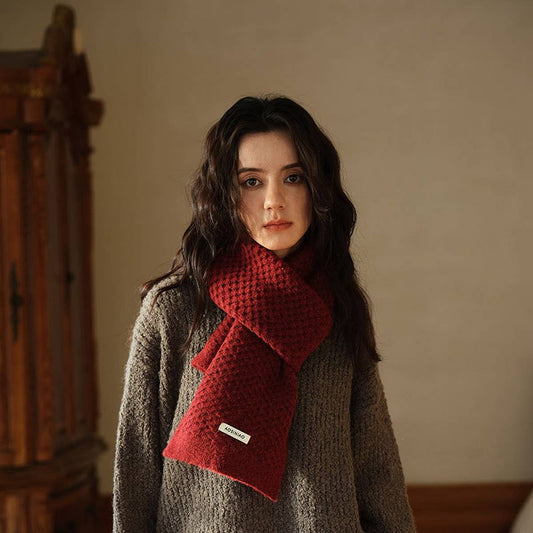 Wool Blend Knit Scarf ??Dual-Sided Winter Wrap_CWASC2352