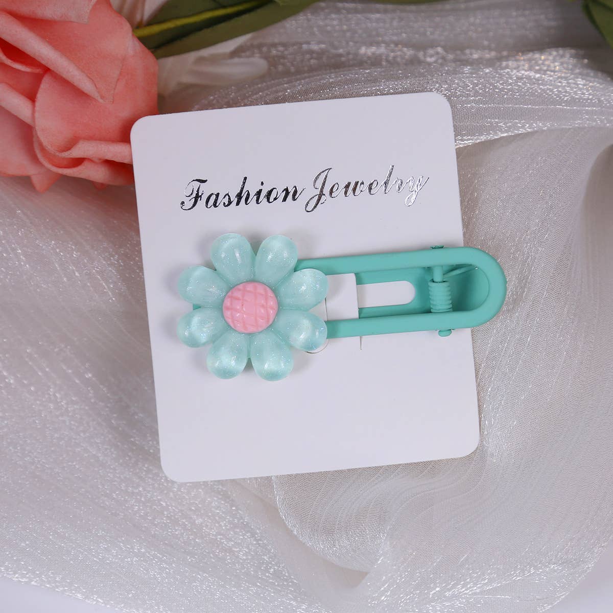 Dopamine-colored resin flower hair clips