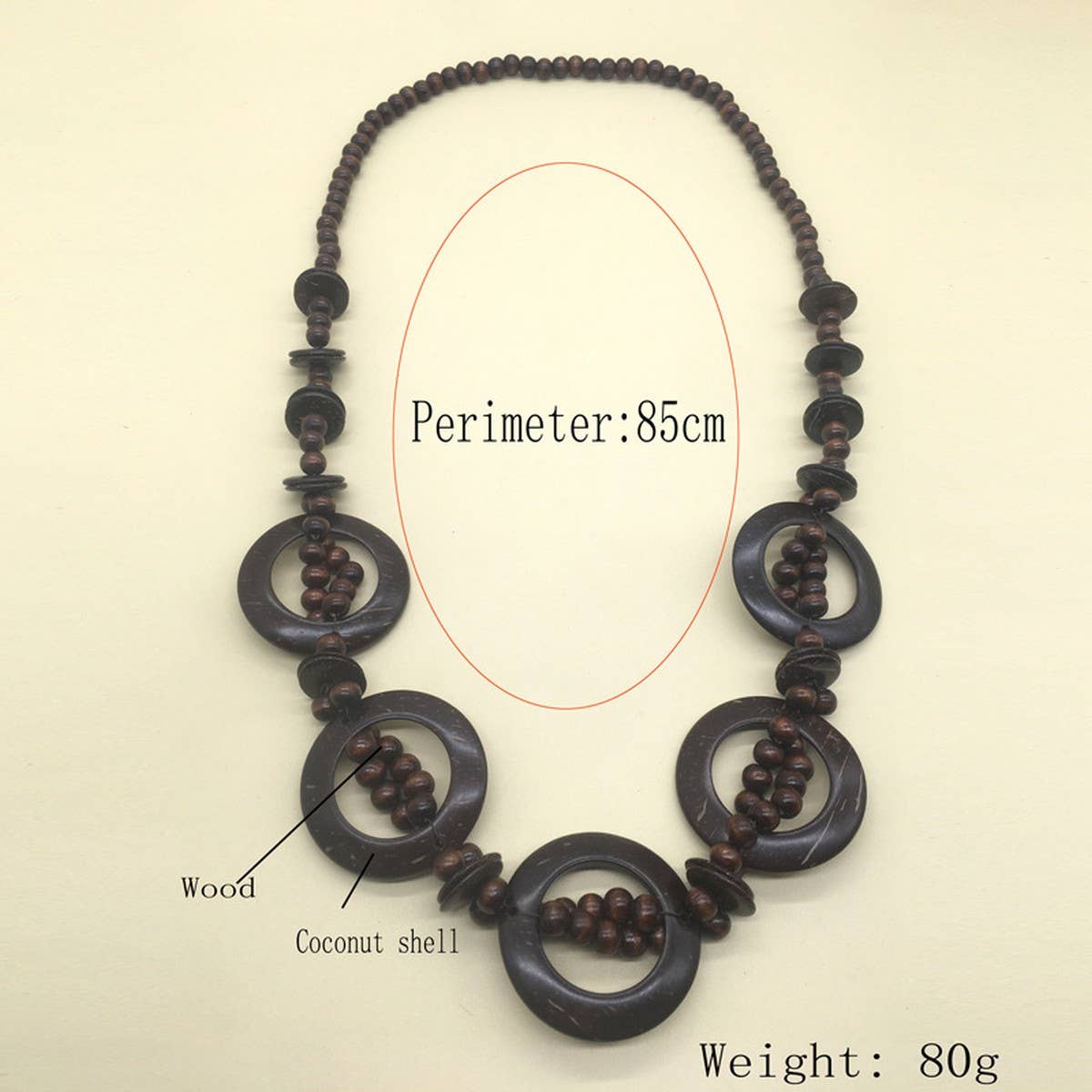 ETHNIC COCONUT SHELL WOOD BEAD NECKLACE