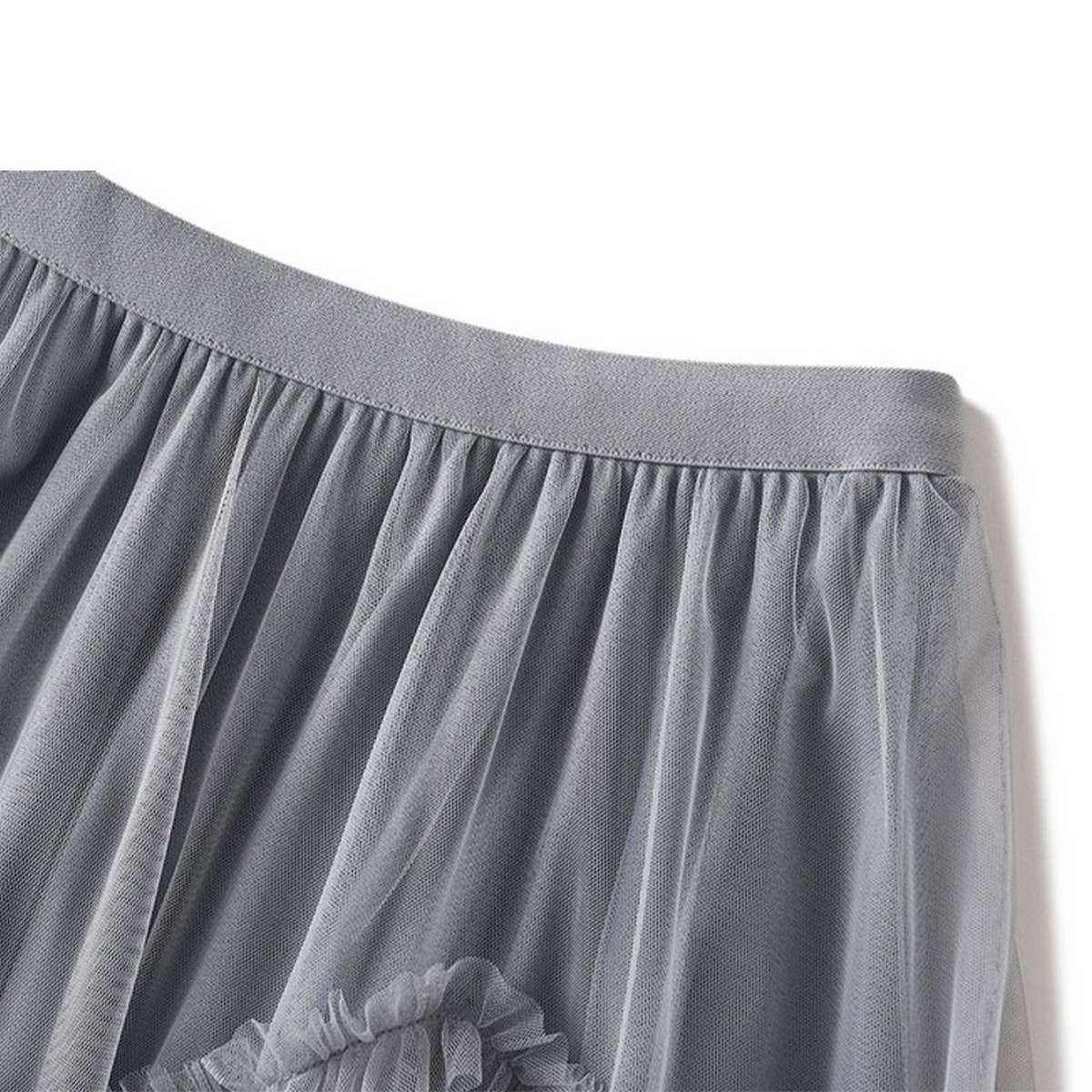 Tiered Tulle Patchwork Flared Maxi Skirt