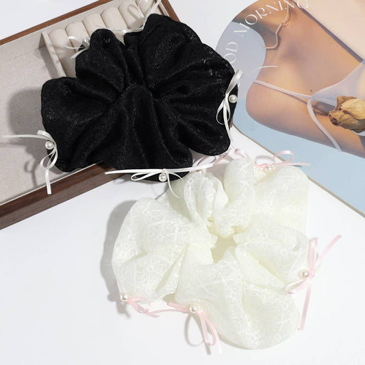 SIMPLE PEARL BOW FABRIC HAIR ROPE_CWAHA2207
