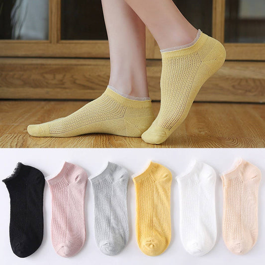 WOMEN'S SOLID COLOR MESH BREATHABLE SOCKS