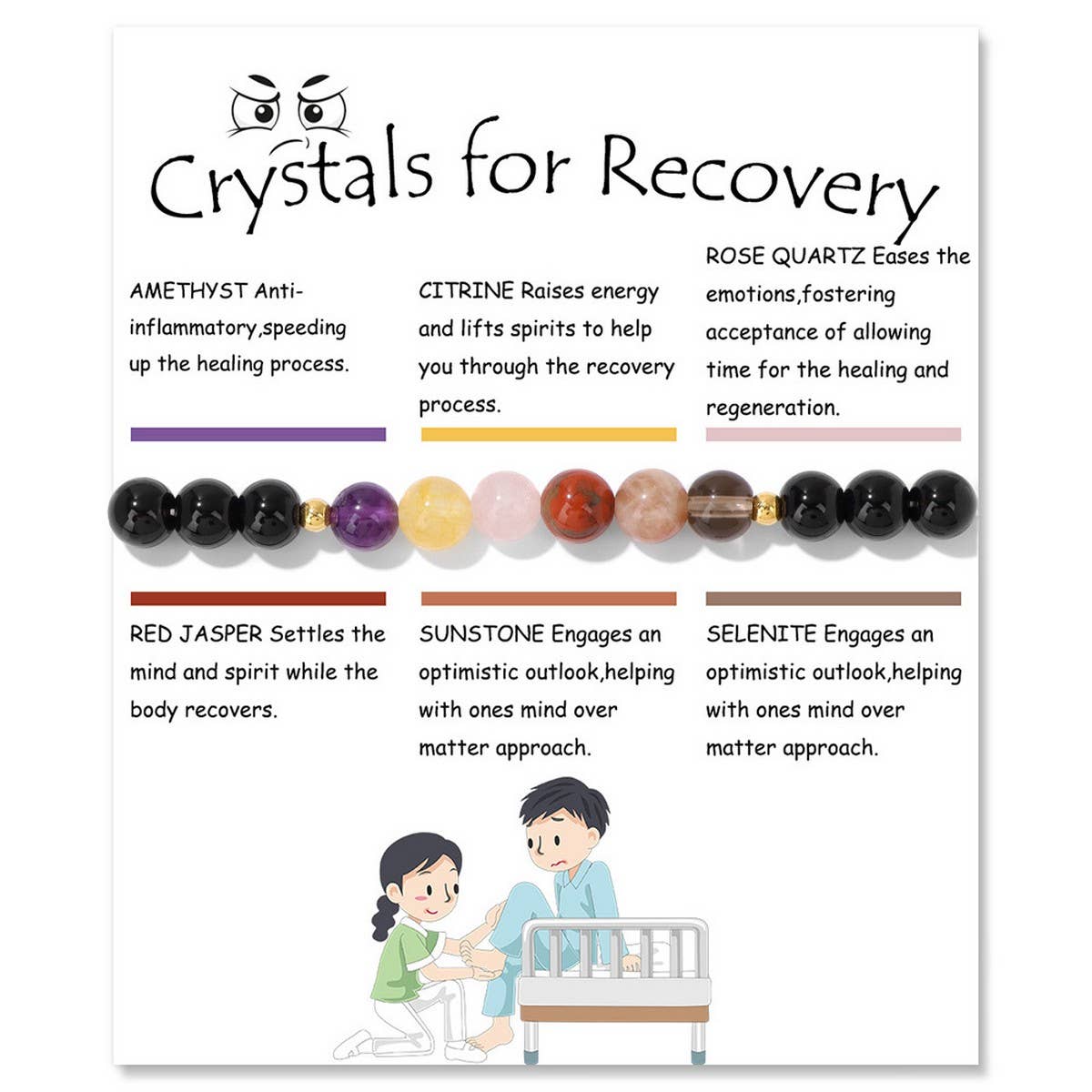 CWAJE4301_HEALING NATURAL STONE COLORFUL ELASTIC BRACELET