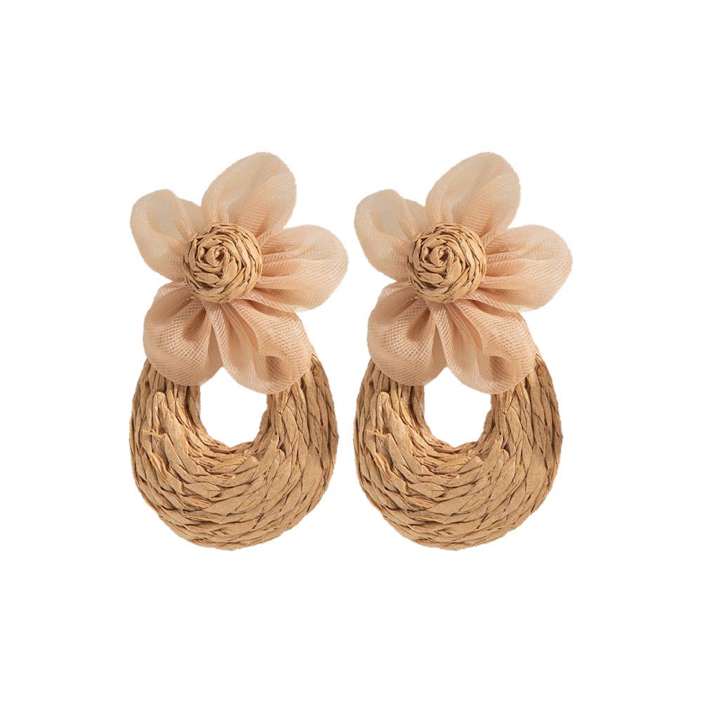 Floral Raffia Mesh Drop Earrings