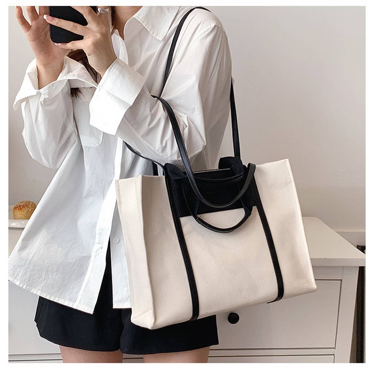 DAILY COMMUTING FASHION SHOULDER BAG TOTE BAG_CWAB1384