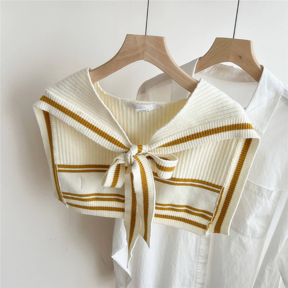 Knit Knot Shawl ? Striped Collar Wrap for Women