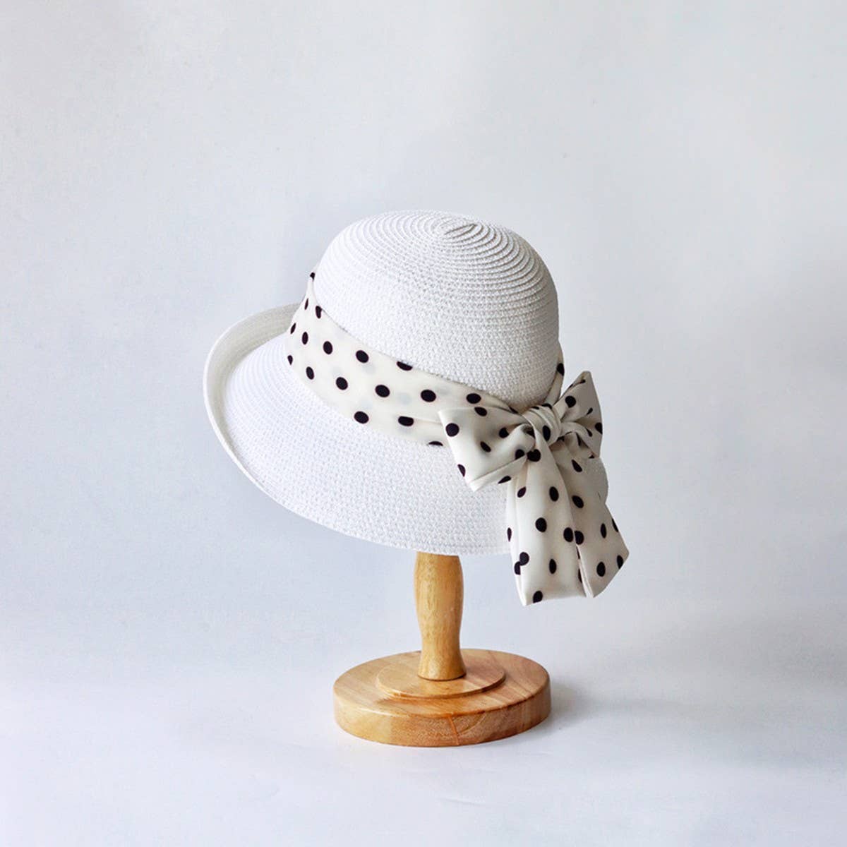 Summer women's polka dot bow straw hat_CWAH3507