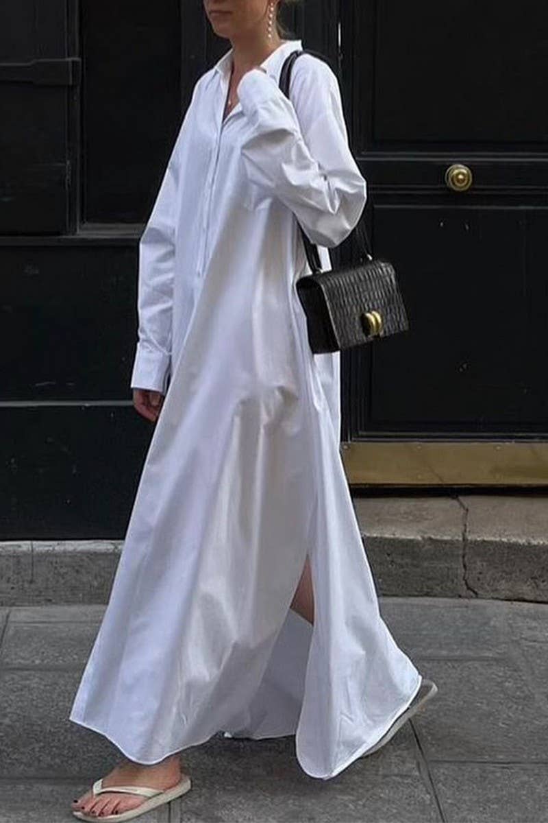 CWDMD4628_SOLID COLOR BUTTON CARDIGAN LONG SLEEVE DRESS