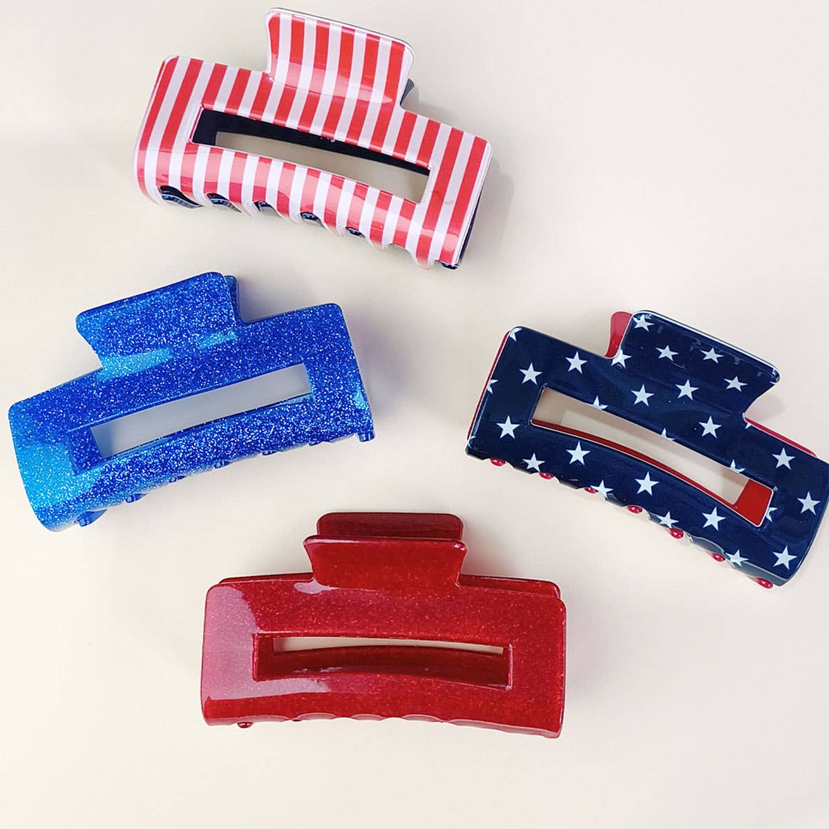 4TH OF JULY RECTANGLE HAIR CLAW CLIPS_CWAHA0700