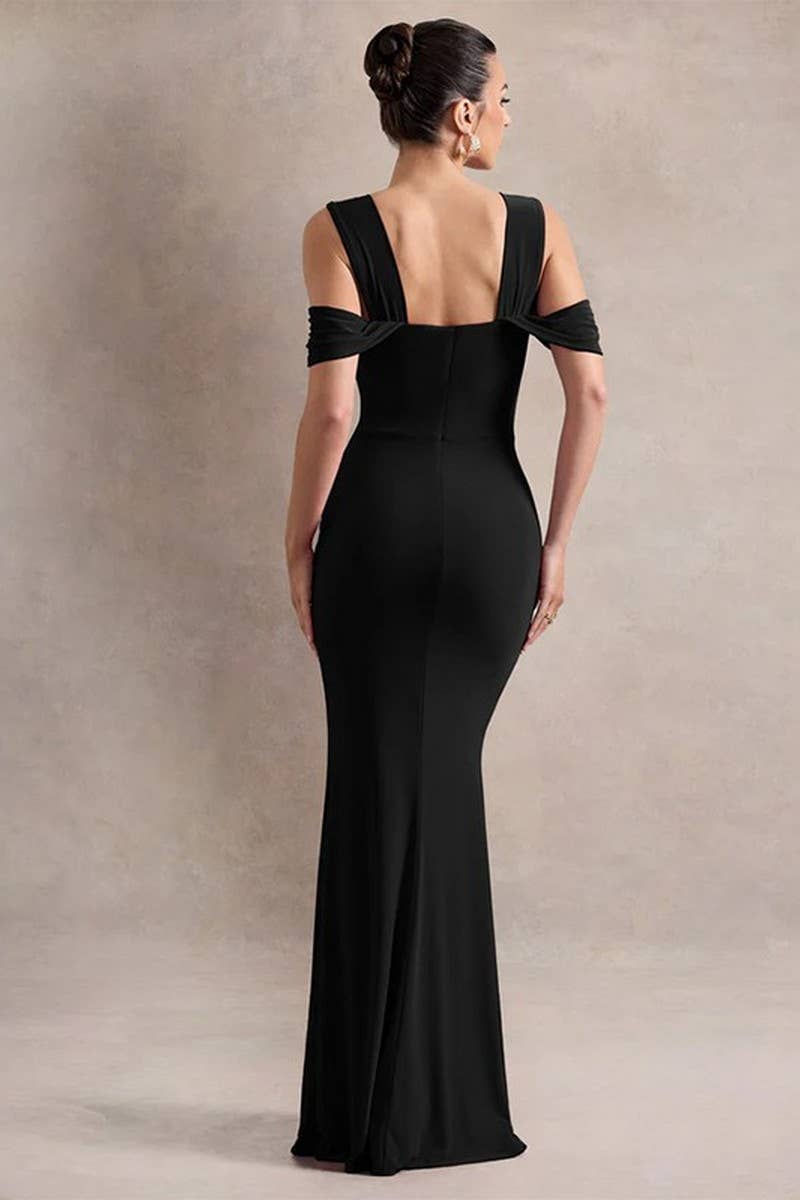 CWDMD5041_SLEEVELESS SPLIT  SLIM FIT EVENING GOWN DRESS