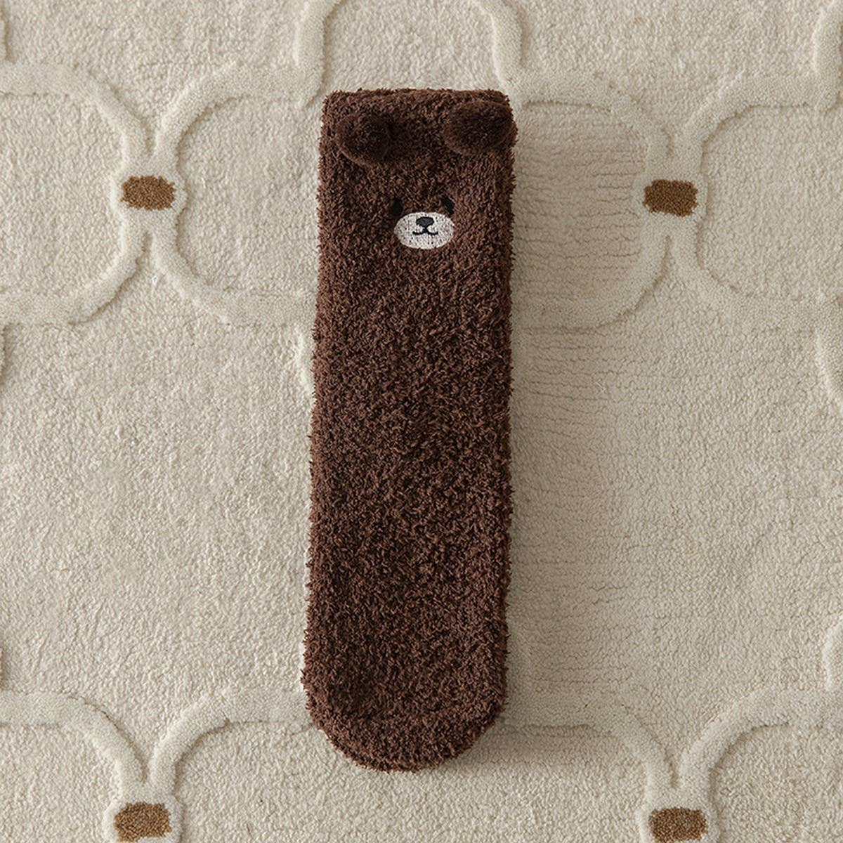 EMBROIDERED CARTOON BEAR LINT-FREE SOCKS