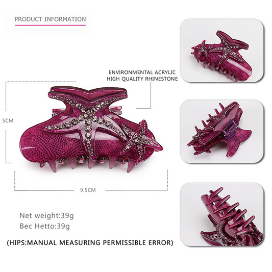 Blue Starfish Hair Claw??œCrystal Acrylic Shark Clip_CWAHA4418