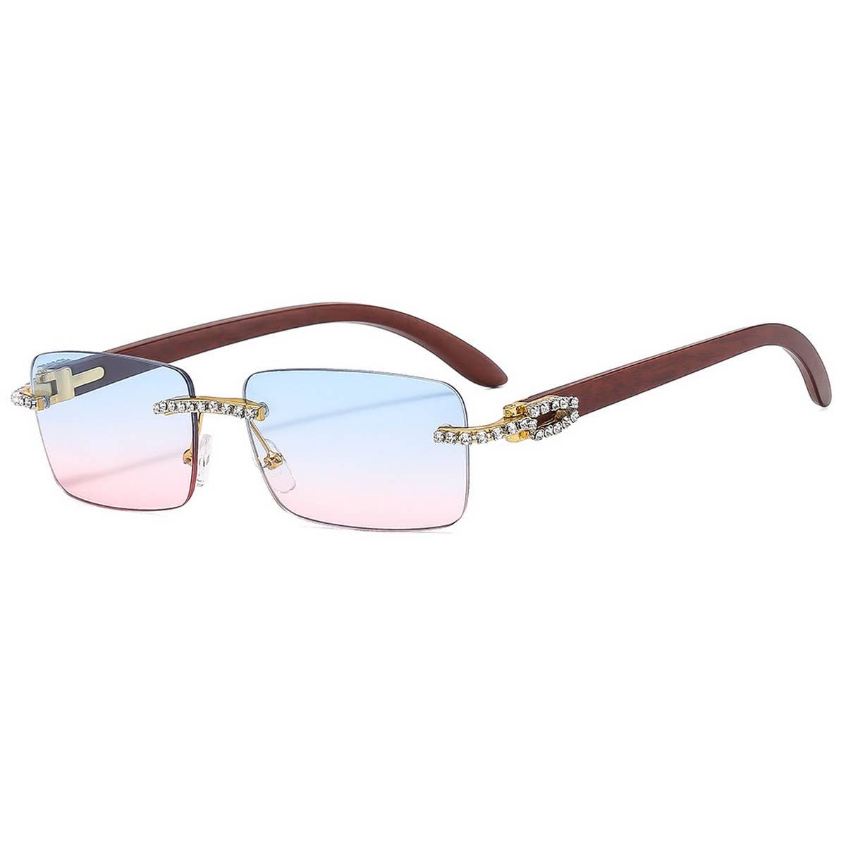 Rhinestone Frameless Square Sunglasses for Women