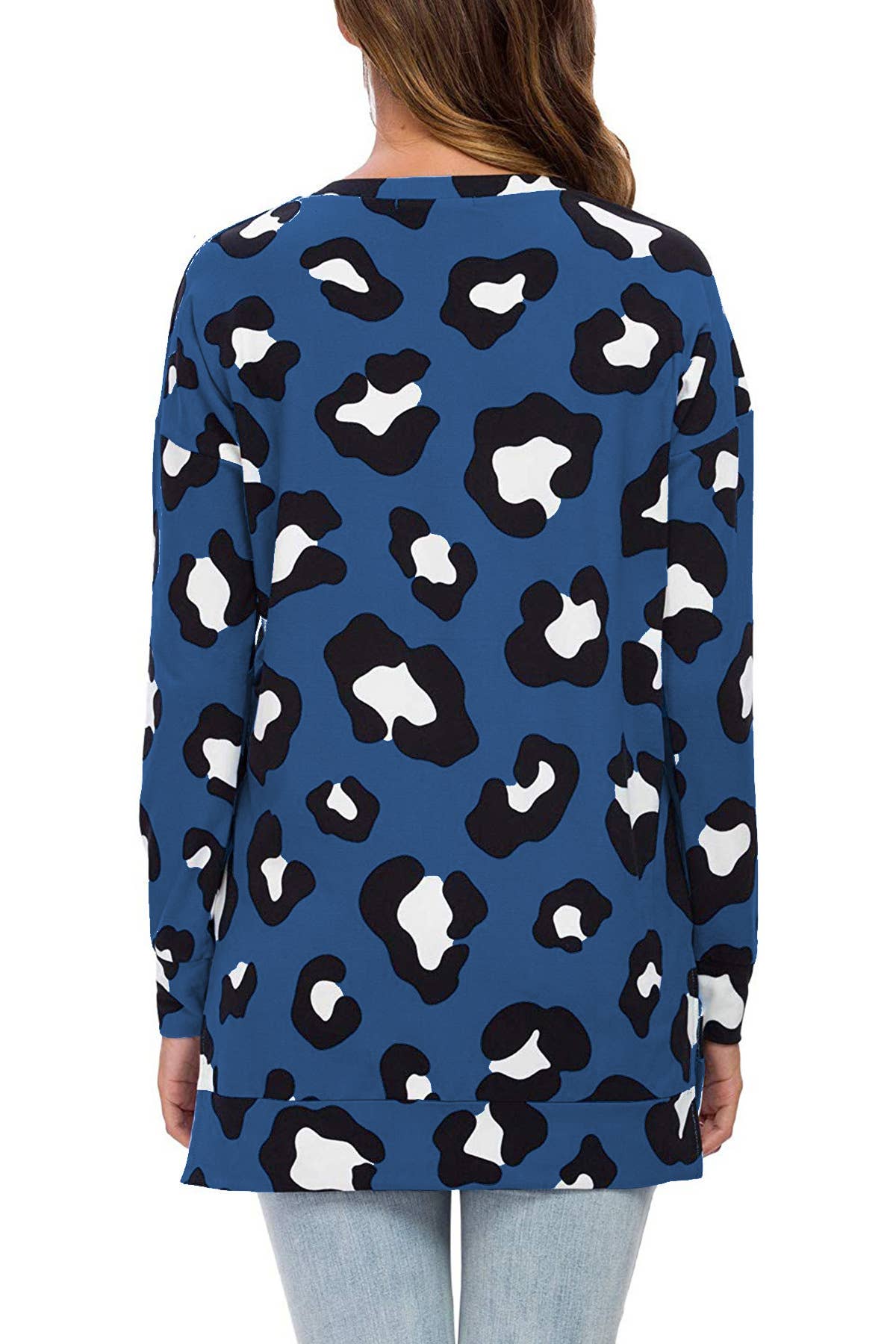 LEOPARD PRINT CREW NECK LOOSE PULLOVER T-SHIRT