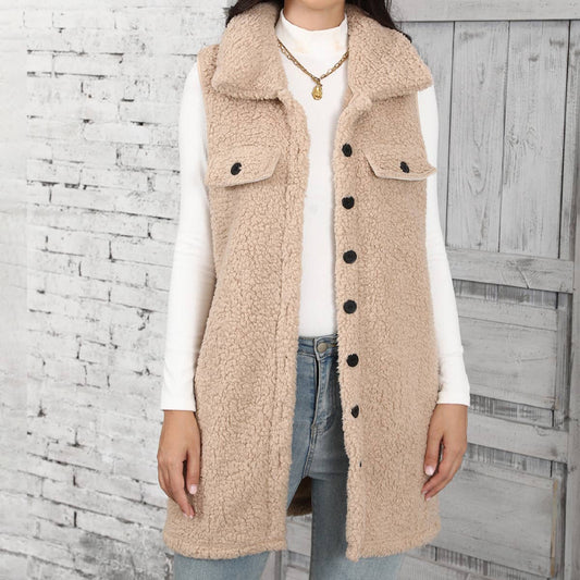 SLEEVELESS POINTY BUBBLE CARDIGAN FLEECE VEST