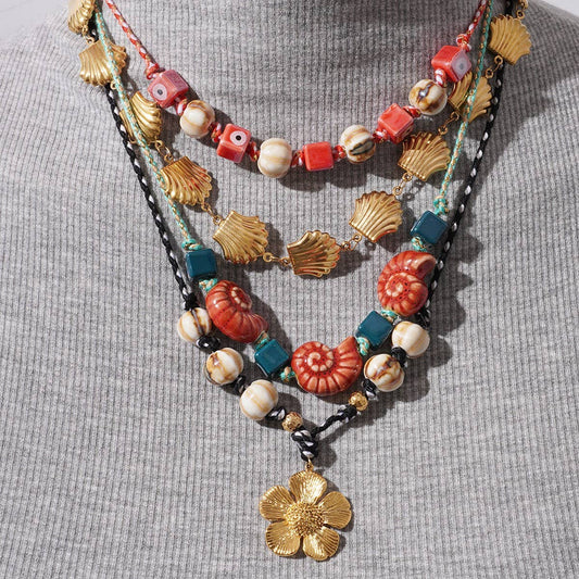 Ocean Style Handmade Glass Beads Necklace_CWMM7544