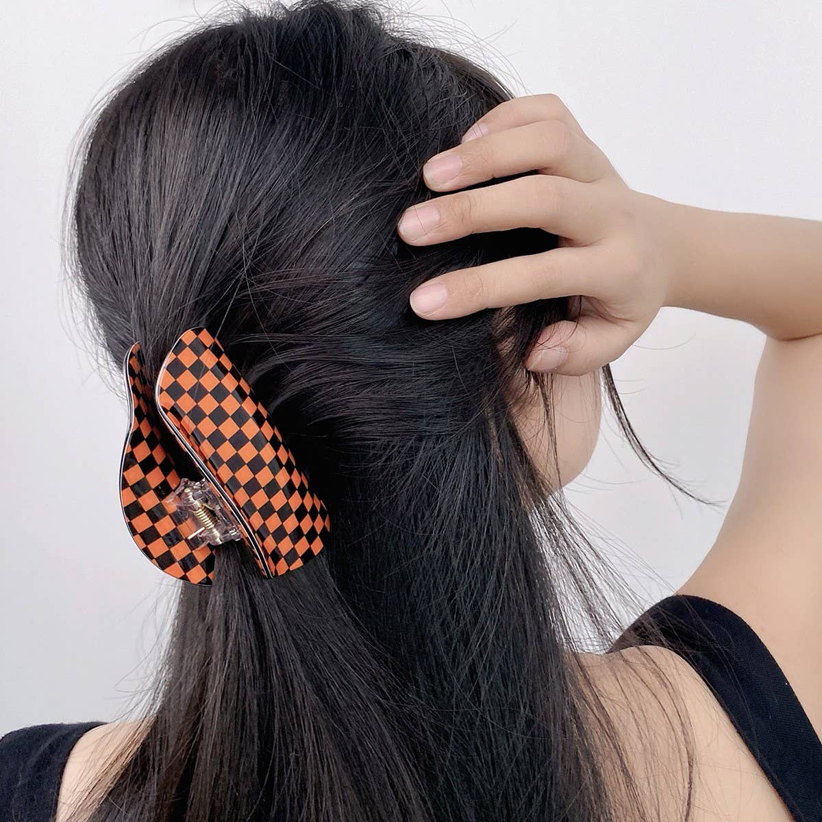 Half Circle Pumpkin Spider Web Skull Hair Clip_CWAHA1442