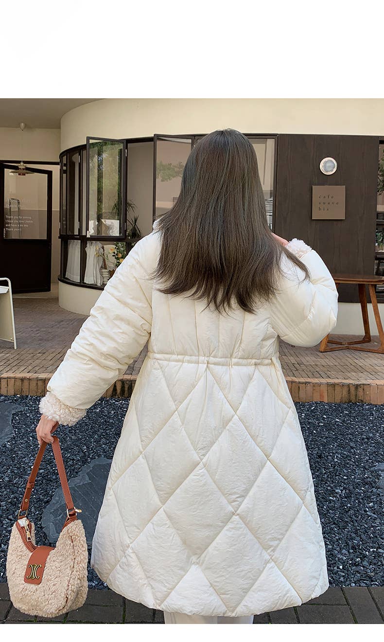 Long single breasted cotton-padded jacket