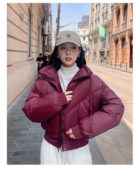 Stand-up collar design baggy thick bread jacket