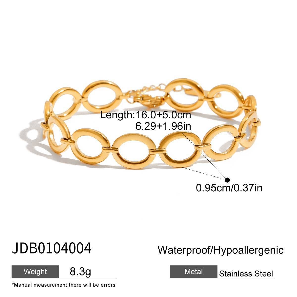 Classic 18K Gold Paperclip Hollow Chain Bracelet