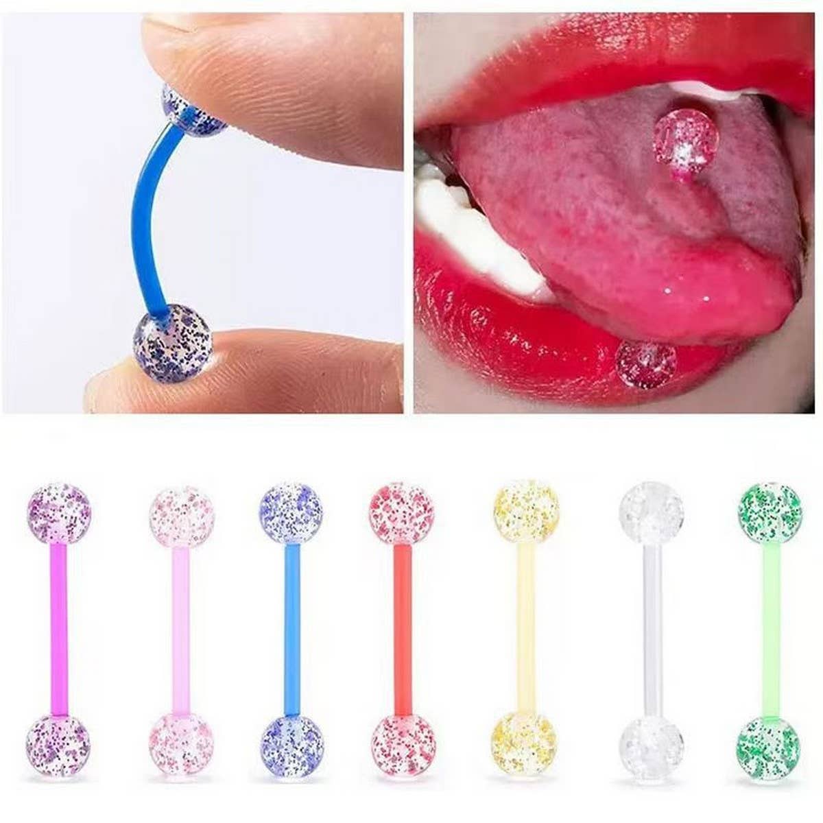 Acrylic Flexible Tongue Piercing Barbell Jewelry_CWMM9595