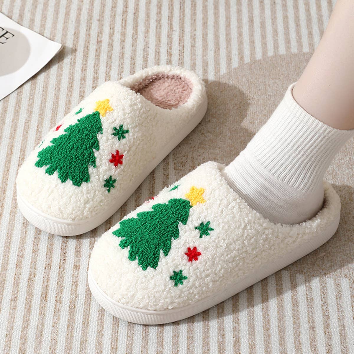 HOME CHRISTMAS TREE WARM COTTON SLIPPERS