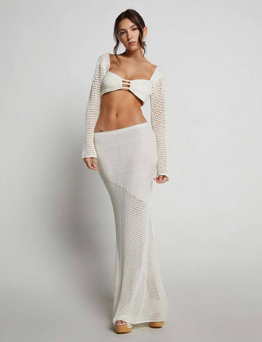 LONG SLEEVED TETHERED HIP KNIT DRESS SET