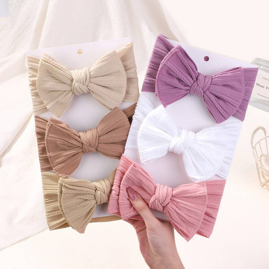 Elastic Baby Girl Bow Headbands ? 3PCS Set
